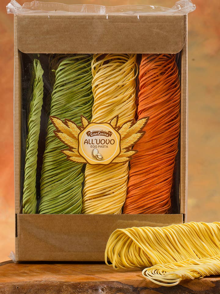 Trikolore Æg Tagliolini Boks 500g for engroshandel hos TAB GREEN LINE SRL (Gran Cucina)