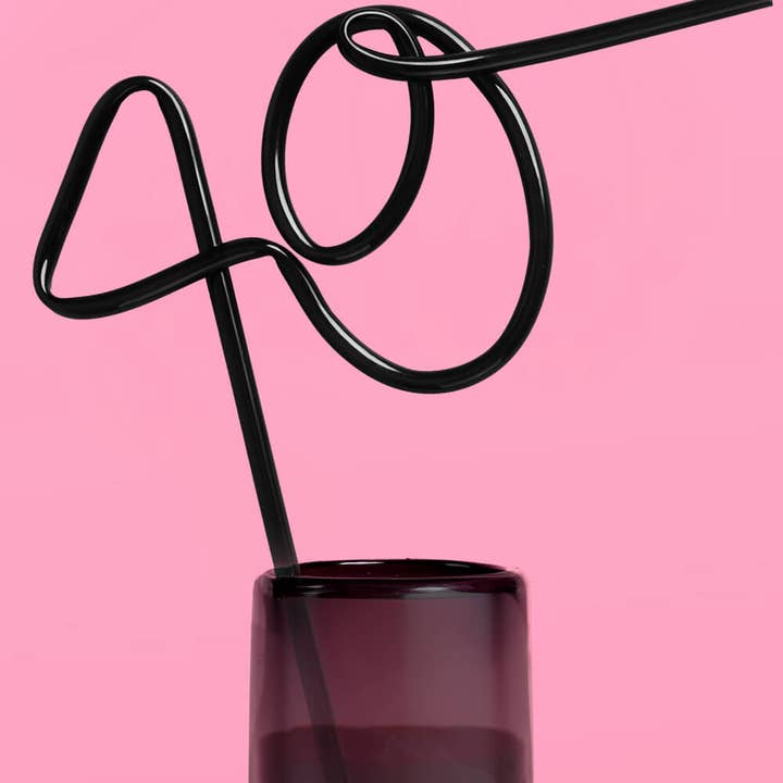 xo, Fetti - Wholesale Drinking Straw - 40 XL Black Straw | 40th Birthday Party, Drinkware2