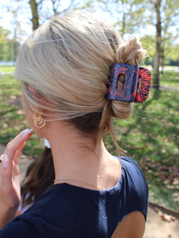 Tailgate 2x2 Navy + Orange Wild Stripes for wholesale by Fizzy