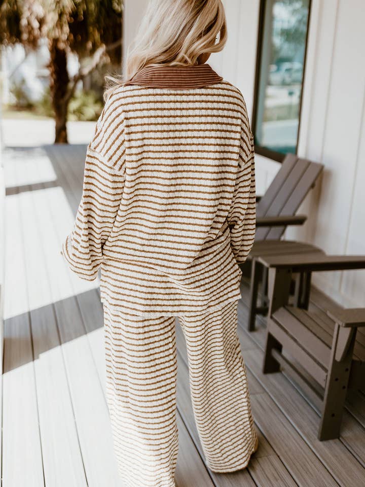 Babs + Birdie - Wholesale Lounge Set - Women's - Stripe Pullover Top and Drawstring Pant Set11