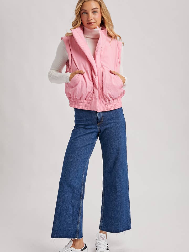 Bluivy - Wholesale Outerwear Vest - Women's - BOMBER STYLE PUFFER VEST WITH POCKETS16