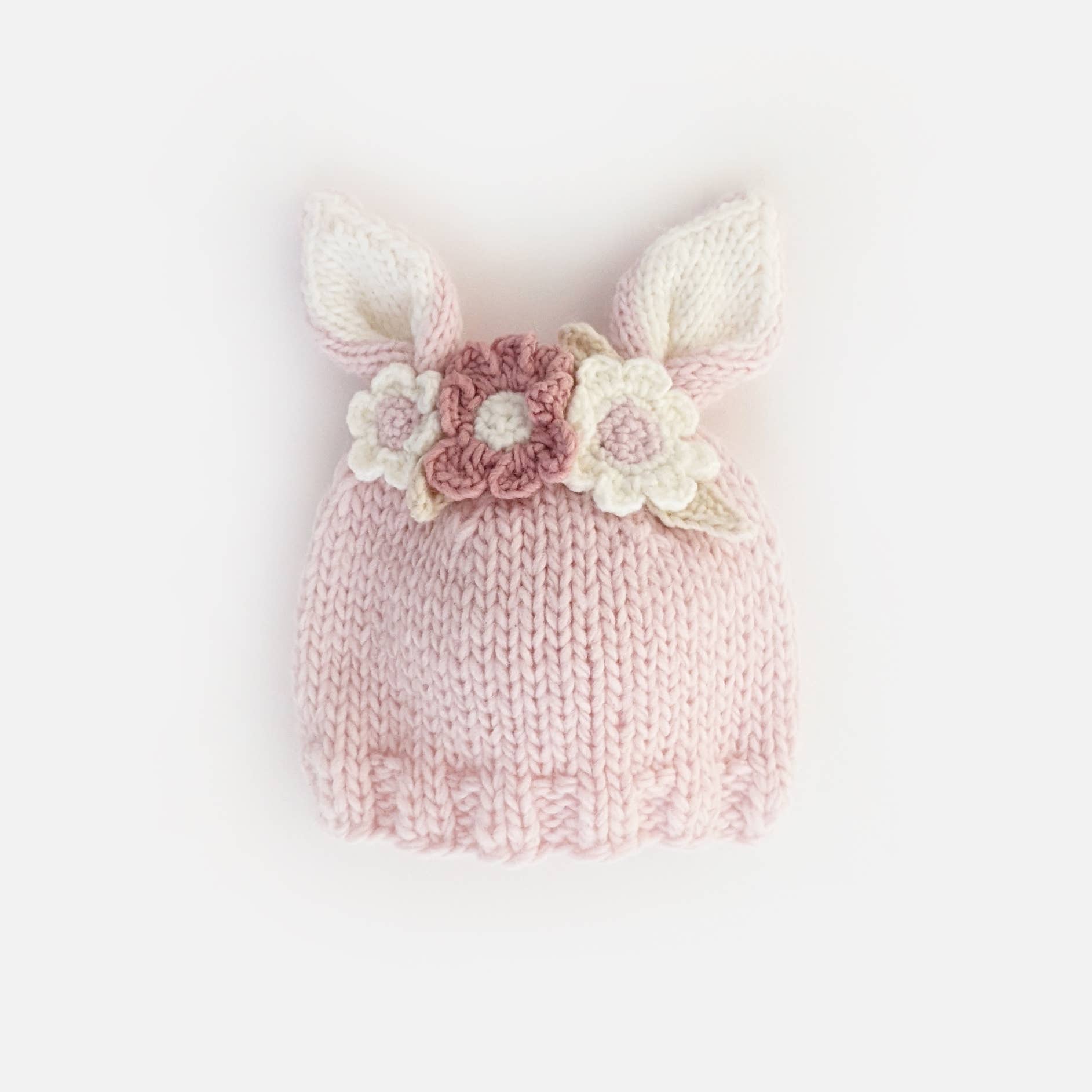 Huggalugs - Wholesale Beanie - Kids - Flower Bunny Beanie Blush Mono Beanie Baby & Kids