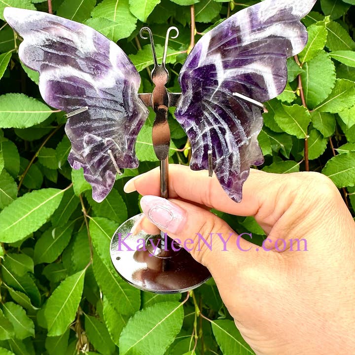 KayleeNYC - Wholesale Spiritual Stone/Crystal - Natural Chevron Amethyst Butterfly Crystal