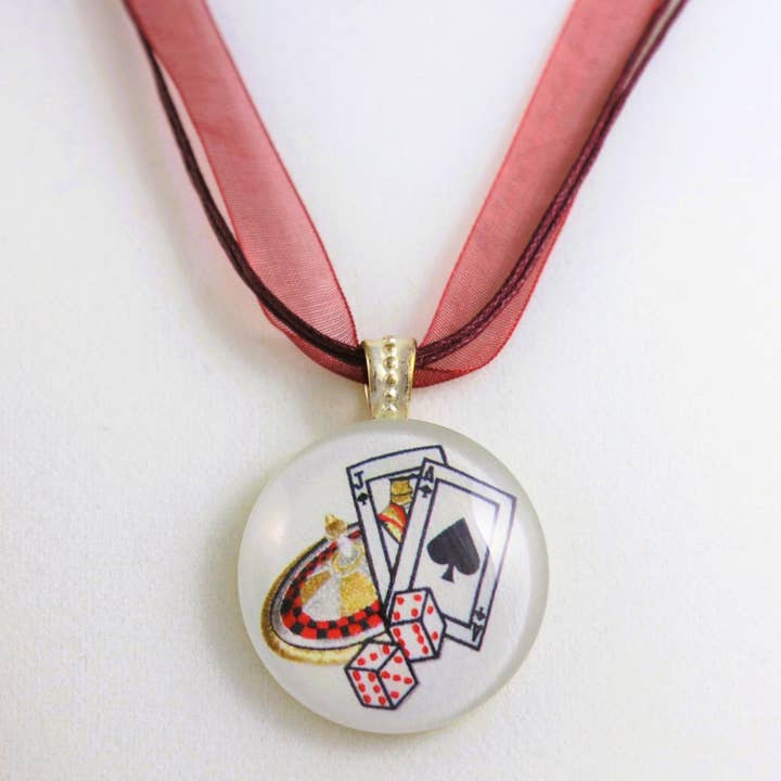 Kathy's Impressions - Wholesale Pendant/Charm Necklace - Blackjack Casino Roulette Wheel Pendant Necklace Las Vegas 1
