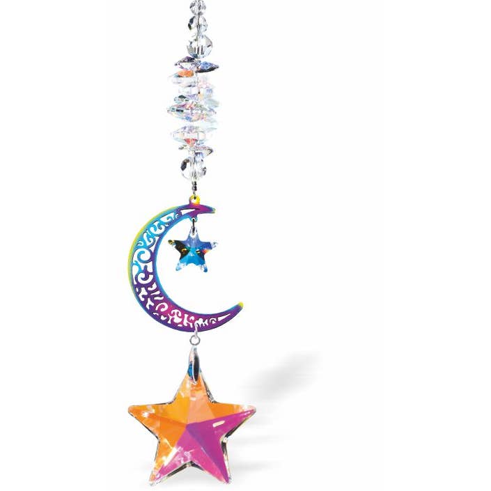 Attrape-soleil en cristal autrichien, multifacettes avec lune et étoiles pour la vente par Byzantium Collection Ltd