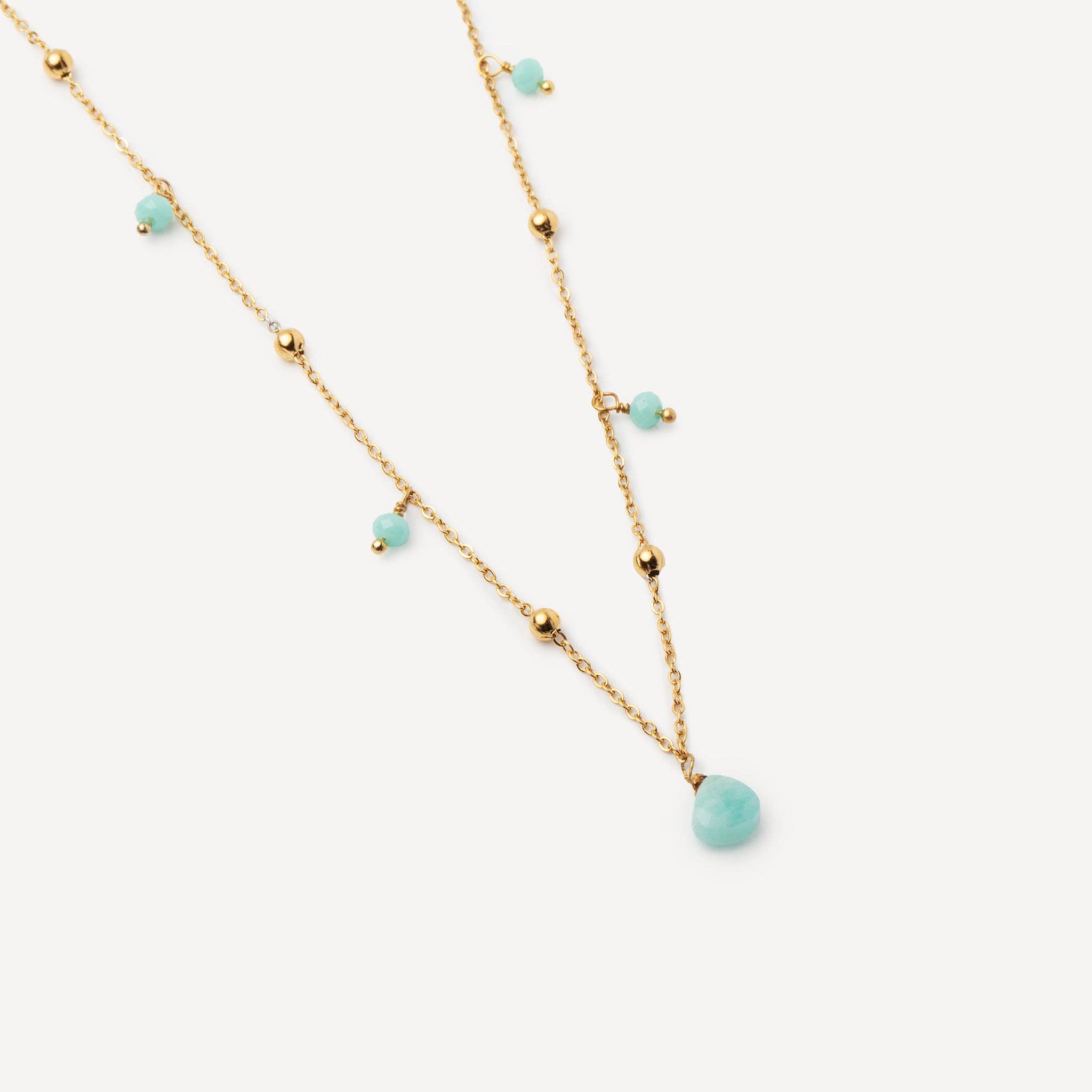 Meora Paris - Wholesale Halskettinghanger - Lagune ketting van roestvrij staal met edelsteen1