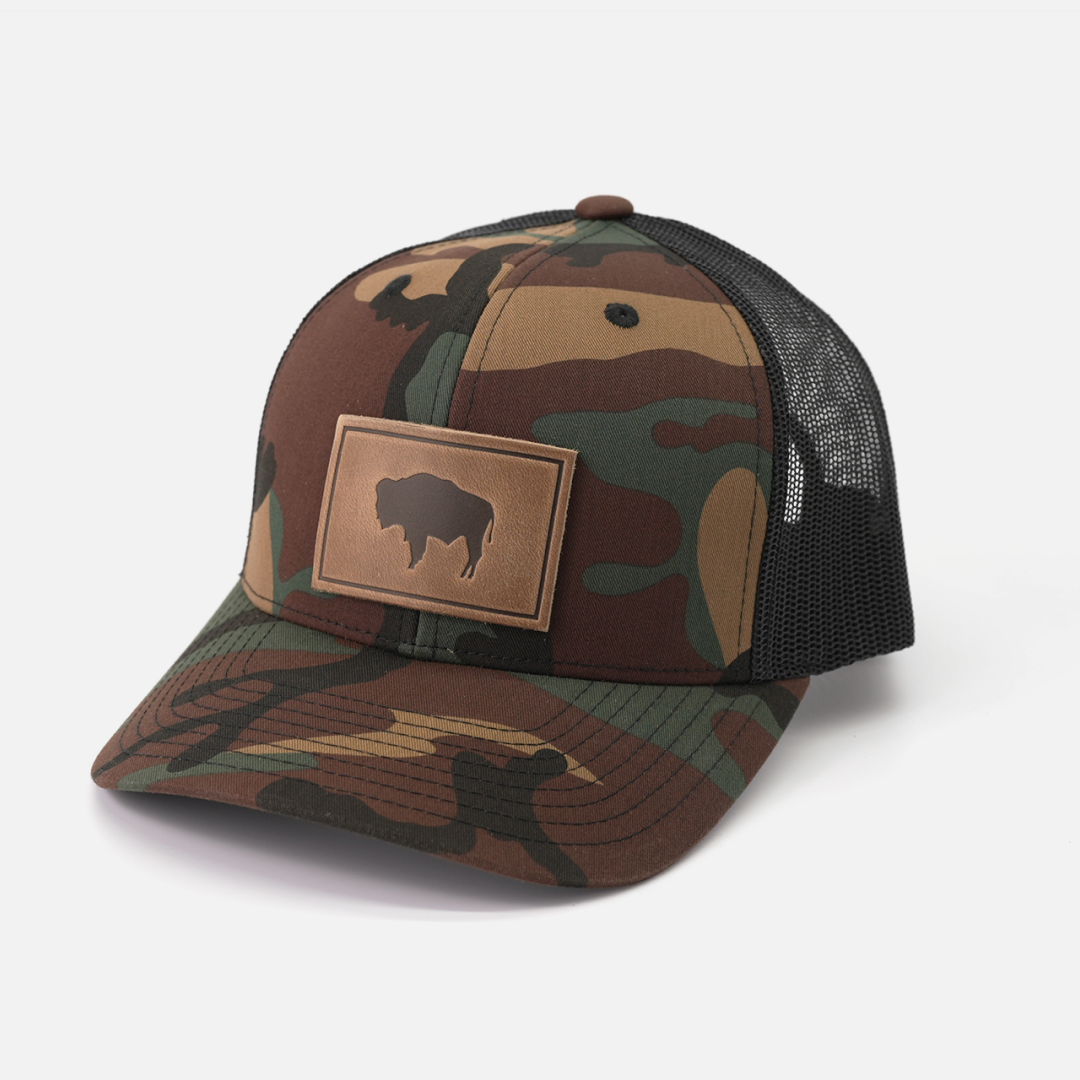 Range Leather Co. - Vente Casquette de camionneur – unisexe - Chapeau de buffle - Casquette de camionneur avec patch en cuir14