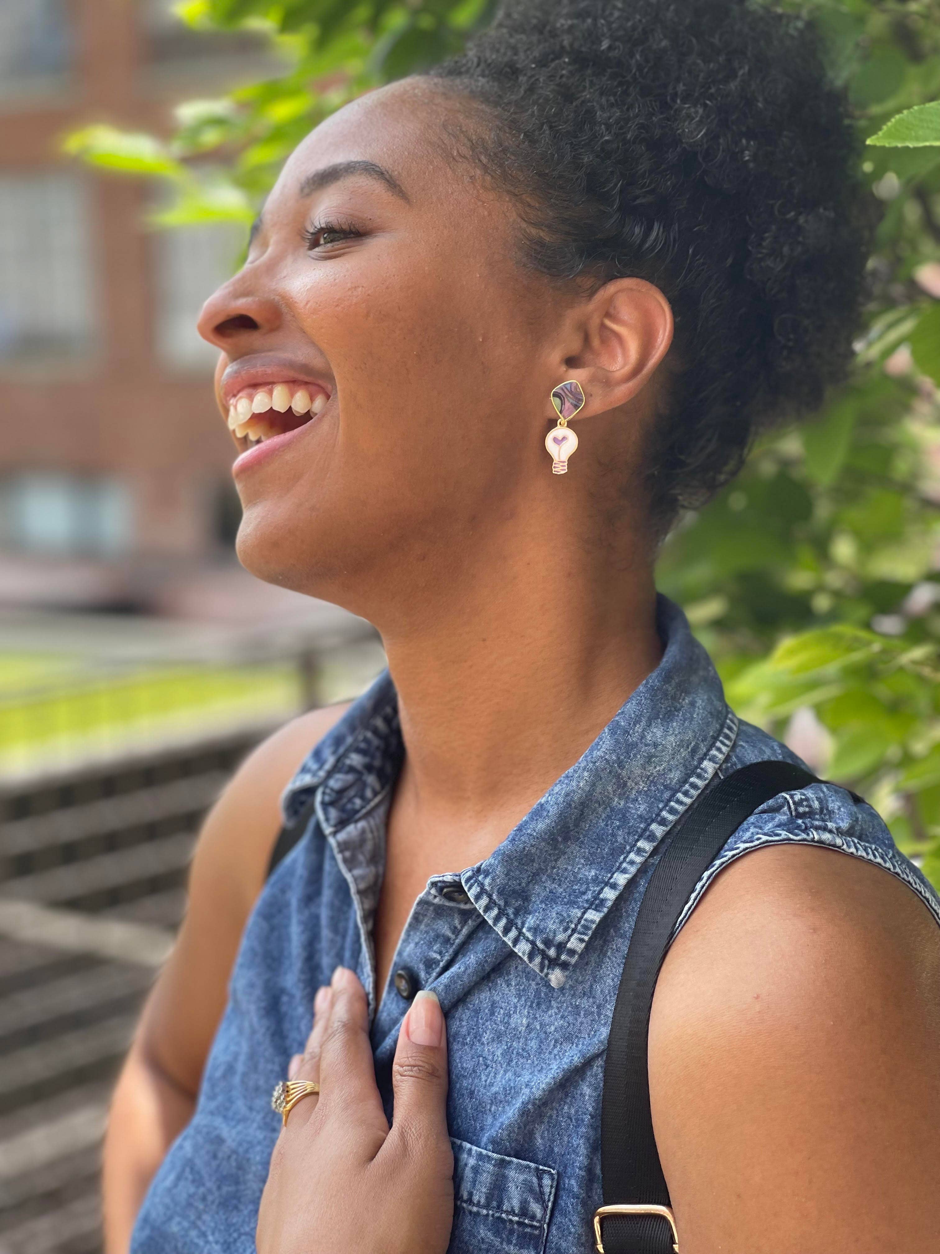 Perennial Peaces - Wholesale Dangle Earrings - Lightbulb Charm Textile Earrings4