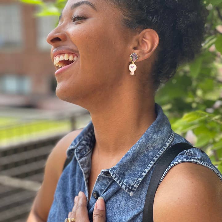 Perennial Peaces - Wholesale Dangle Earrings - Lightbulb Charm Textile Earrings4