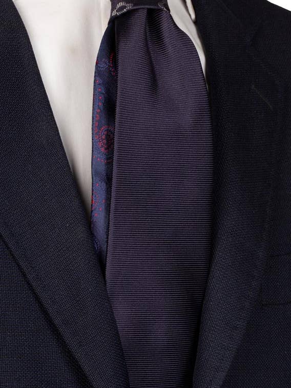 Blå Ceremoni Slips Kontrastknut Blå Mönster Grå N2798 för wholesale av Graffeo Cravatte