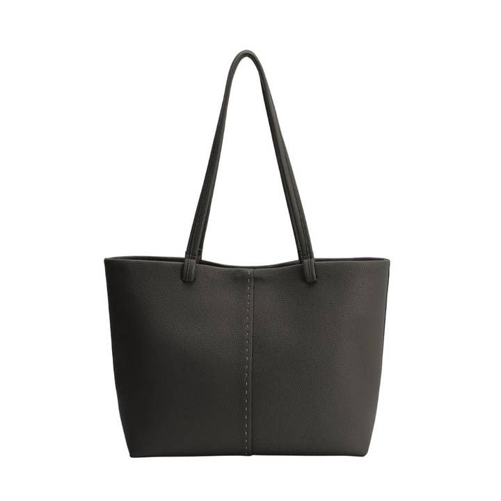 Précommande du sac cabas en cuir végétalien recyclé noir Sommer 30/4 pour la vente par Melie Bianco