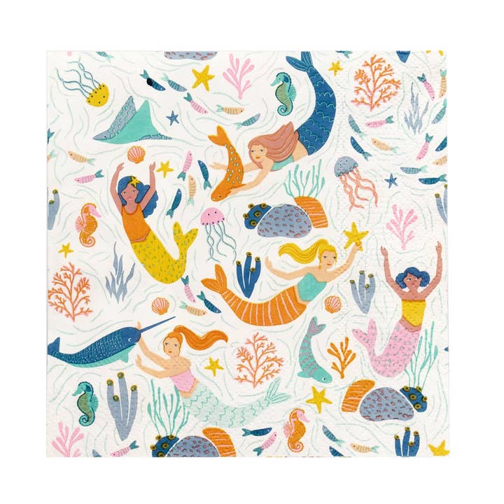 Talking Tables USA - Wholesale Disposable Napkin - Mermaid Napkins | 20 Pack |