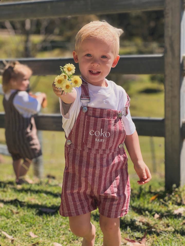 Slow Days Overalls - Cherry for wholesale by COKO baby