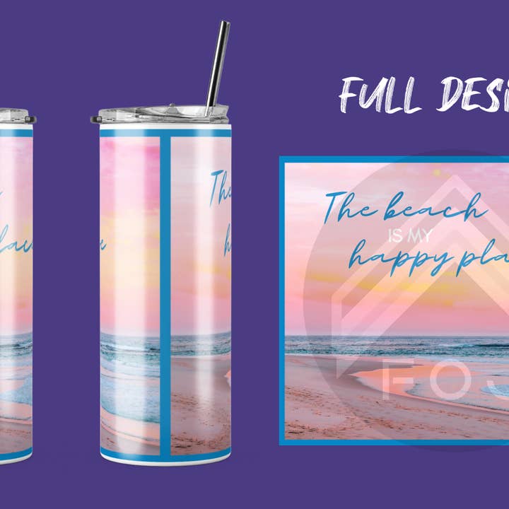 The Beach is my Happy Place - 20 oz. Skinny Tumbler for wholesale by Fangirling Over Jesus