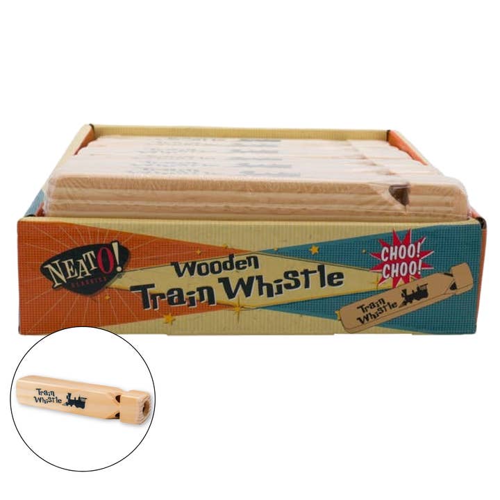 Neato! 7.5" Classic Wooden Train Whistle- Retro Classic for wholesale by Toysmith