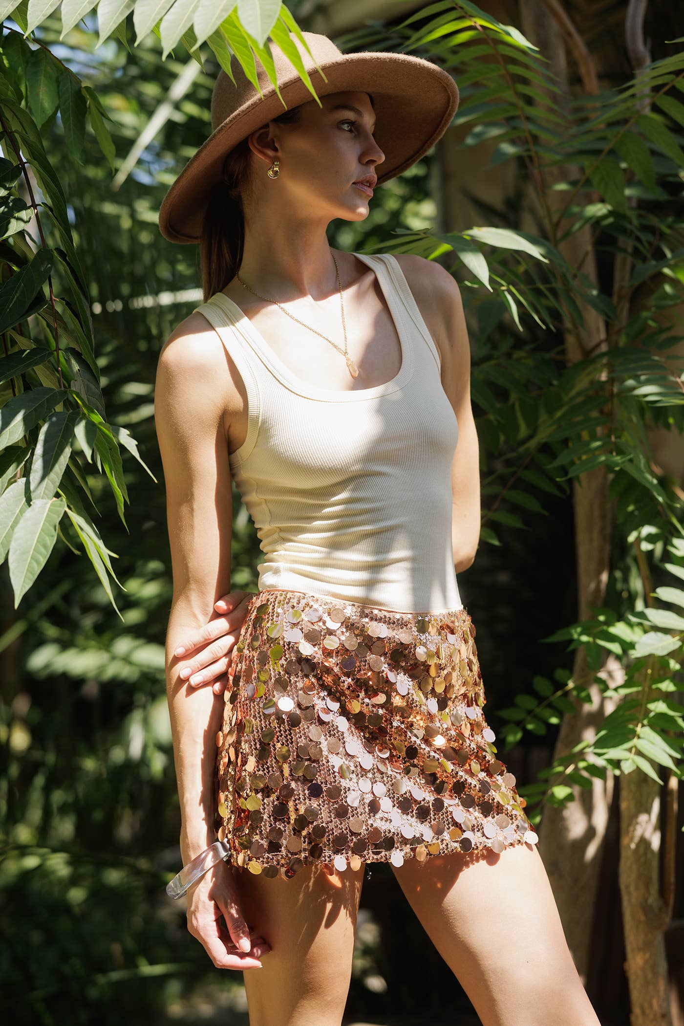 EB LUXE - Vente Jupe – femme - Jupe Mini à Paillettes YS50990