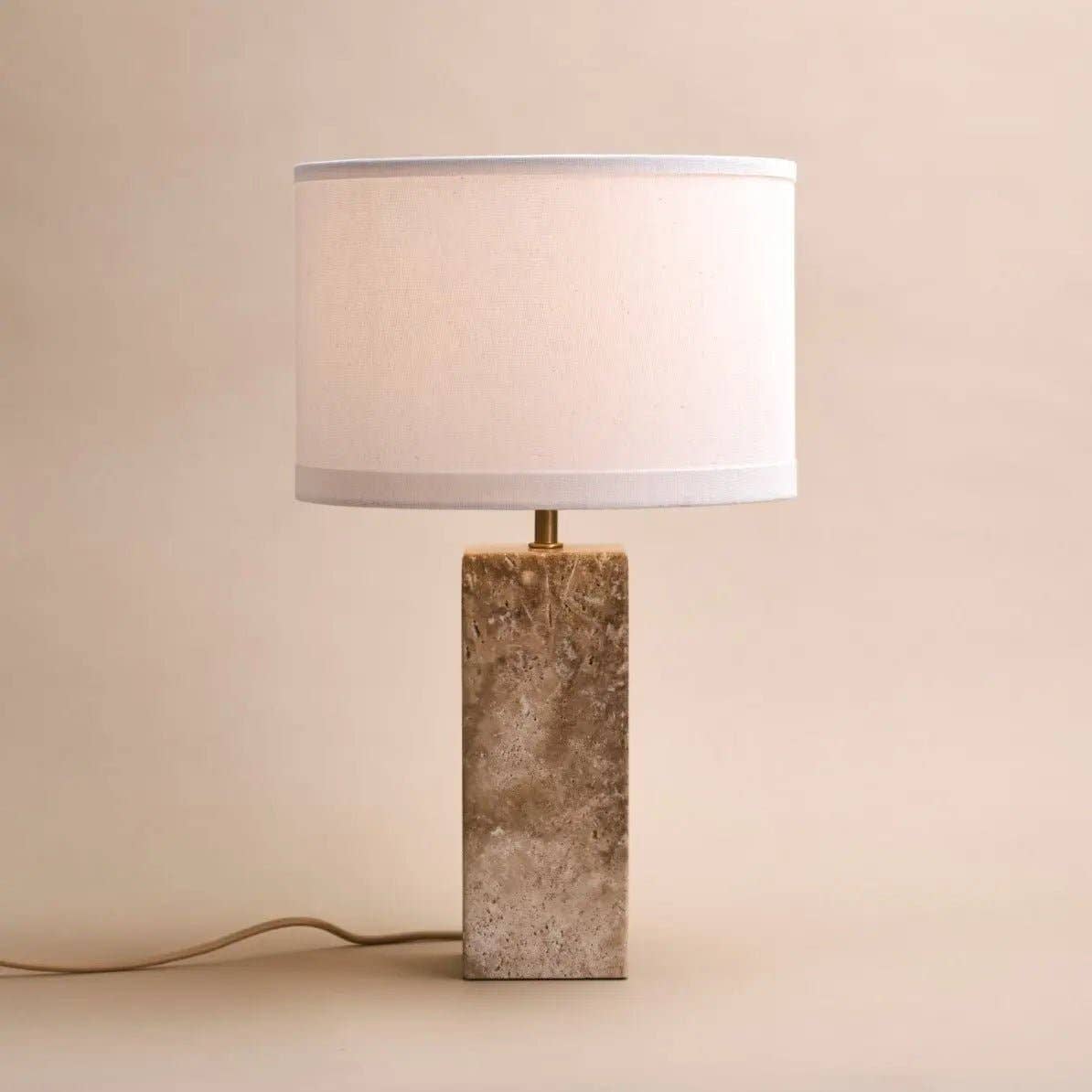 Tavellio - Wholesale Accent/desk lamp - Rosie Travertine Lamp | Cotton Shade & Elegant Design10