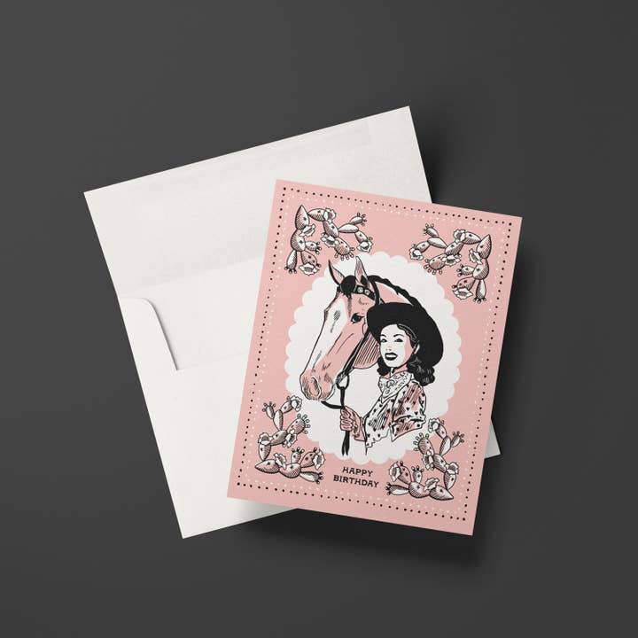 Antiquaria - Wholesale Birthday Card - Vintage Cowgirl Birthday
