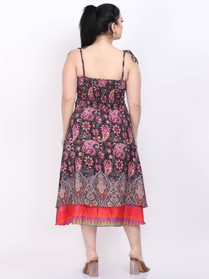 Wevez - Wholesale Dress - Women's - Women Spaghetti Strap Smocked Ruffle Hem Boho Dress Mix Lot12