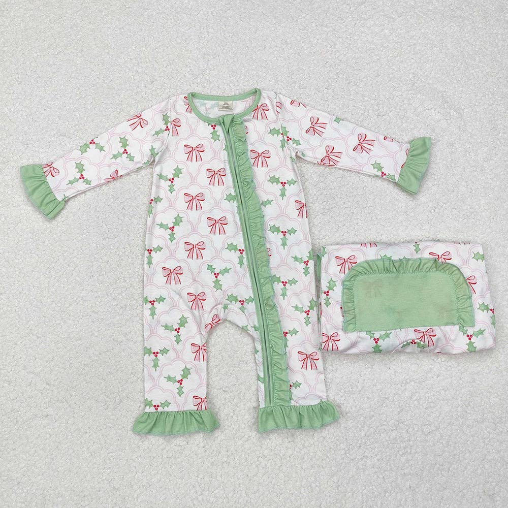 Aier Wholesale - Wholesale Sleepwear Set - Kids - Family Mommy Baby Girls Christmas Bows Holly Pajamas Clothes Sets2