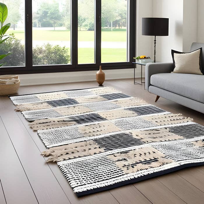 Linen Connections - Vendita all'ingrosso Tappeto - Tappeto scandinavo, tappeto boho, Harmoni 4x6 piedi, tappeto da area, tappeto in cotone tessuto a mano, tappeto beni ourain, tappeti nordici, Tapis, Teppich, tappeto moderno shaggy5