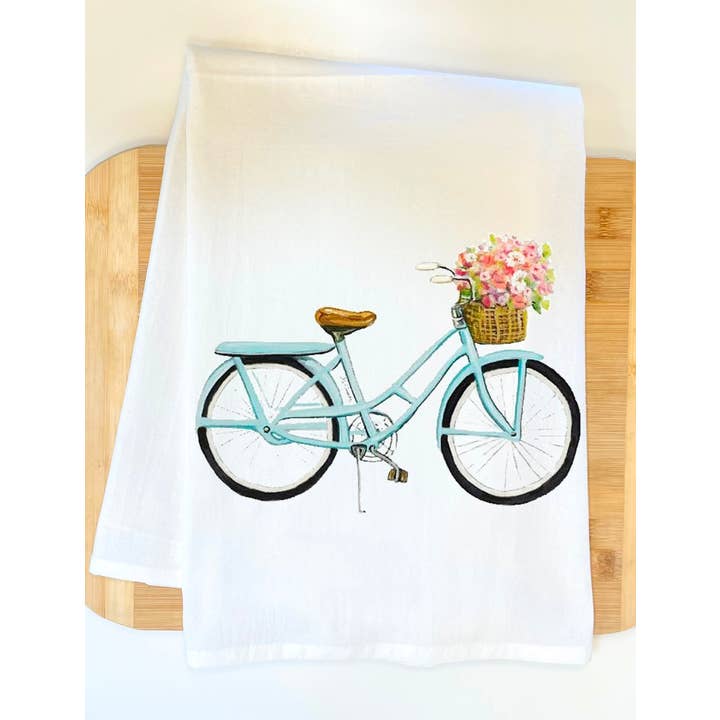 Blue Bicycle Kitchen Towel for wholesale by Pamela Cassidy Designs