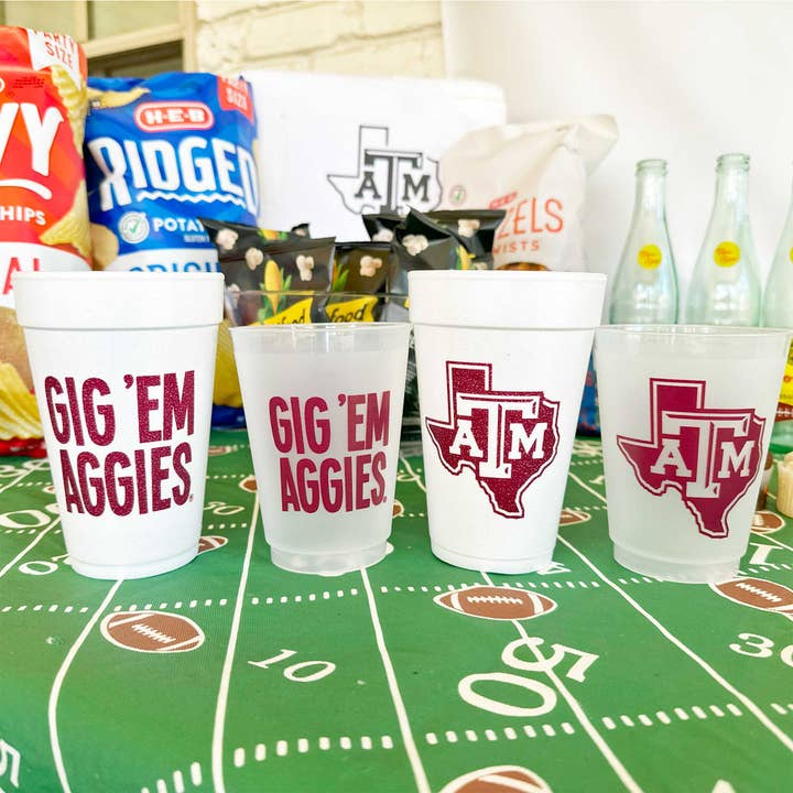 Two Funny Girls - Vente Gobelets jetables - Gobelet en mousse - Texas A&M University/Gig 'Em Aggies (sac de 10 carats)3