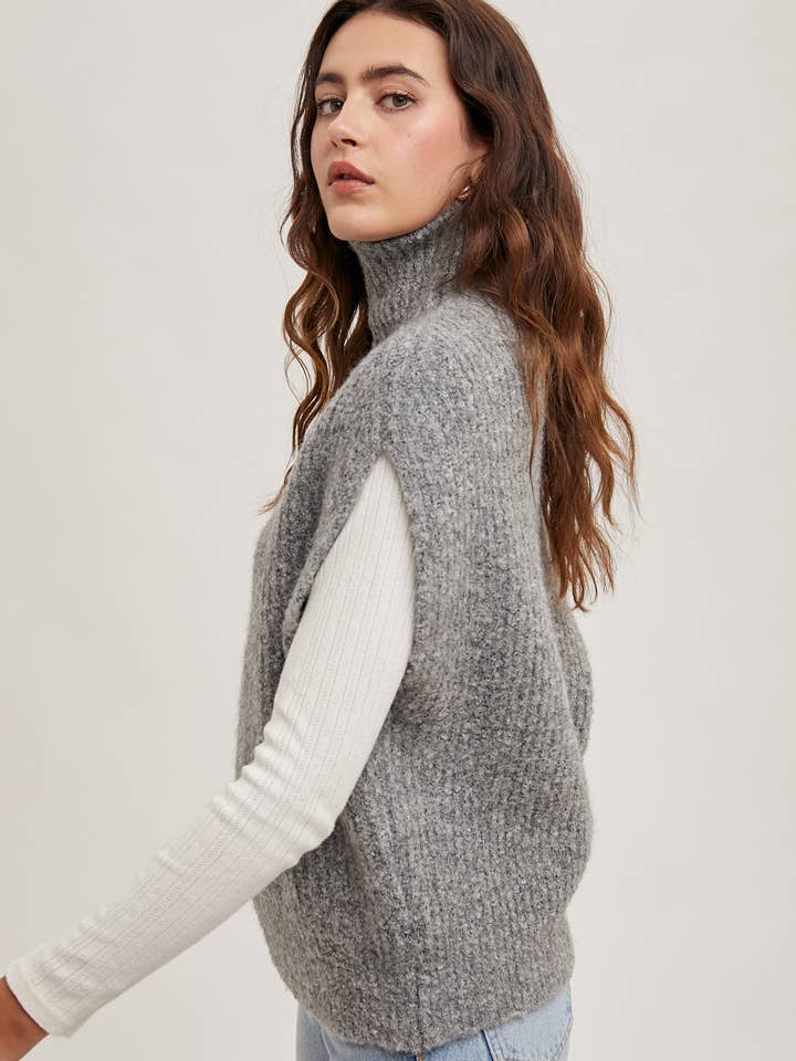 Bluivy - Wholesale Sweater Vest - Women's - TURTLENECK KNIT SWEATER VEST