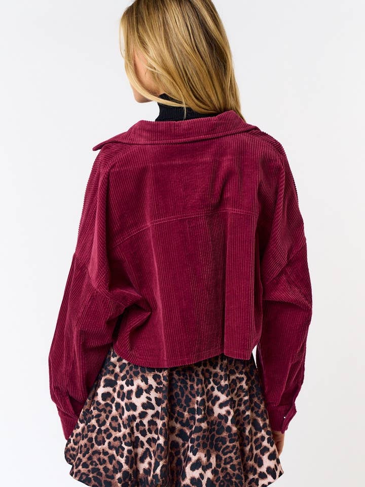 Blue Blush - Wholesale Jacket - Women's - IBT29520 Corduroy Button Up Crop Jacket3
