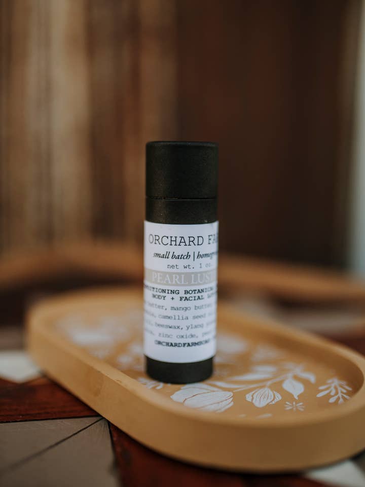 Pearl Luster Facial Balm for wholesale by Orchard Farm Soap