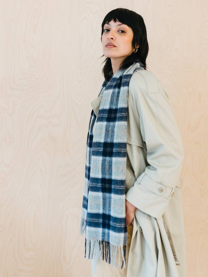 Lambswool Scarf in Bannockbane Silver Tartan for wholesale by TBCo