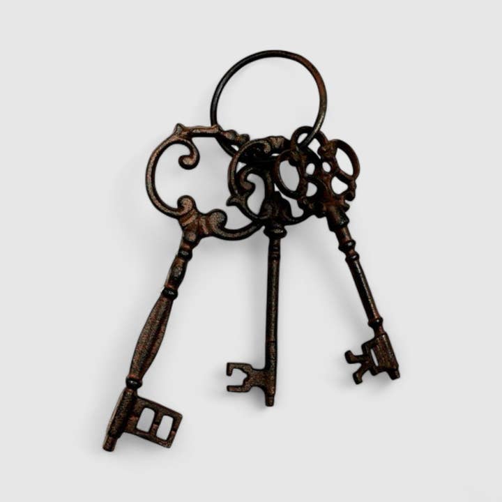 Iron & Blossom - Wholesale Decorative Tabletop Object - Cast Iron Skeleton Key Set - Vintage Home Accent1