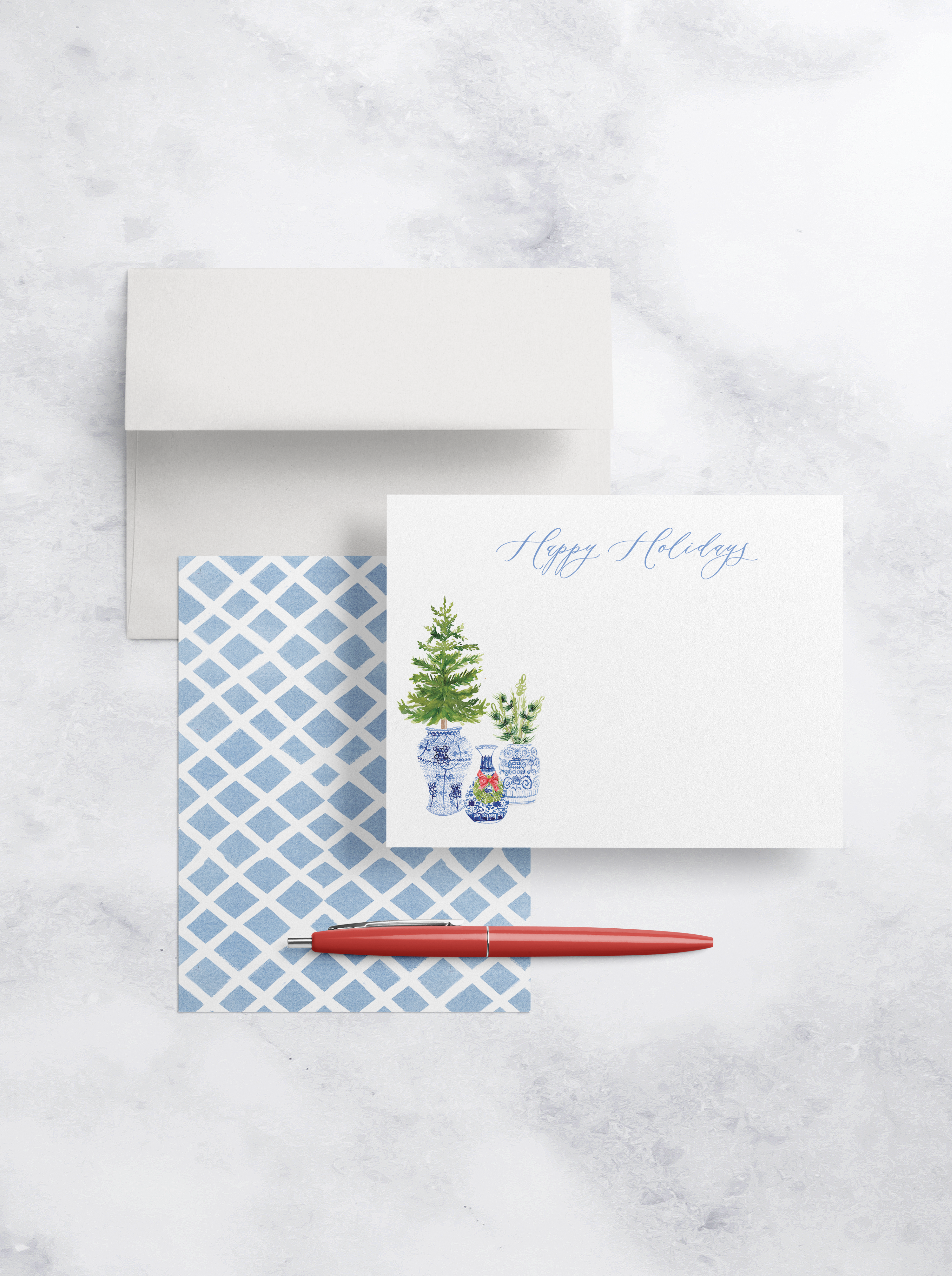 9+C Designs - Wholesale Stationery/Notecard Set - Ginger Jar Christmas Tree Note Card1