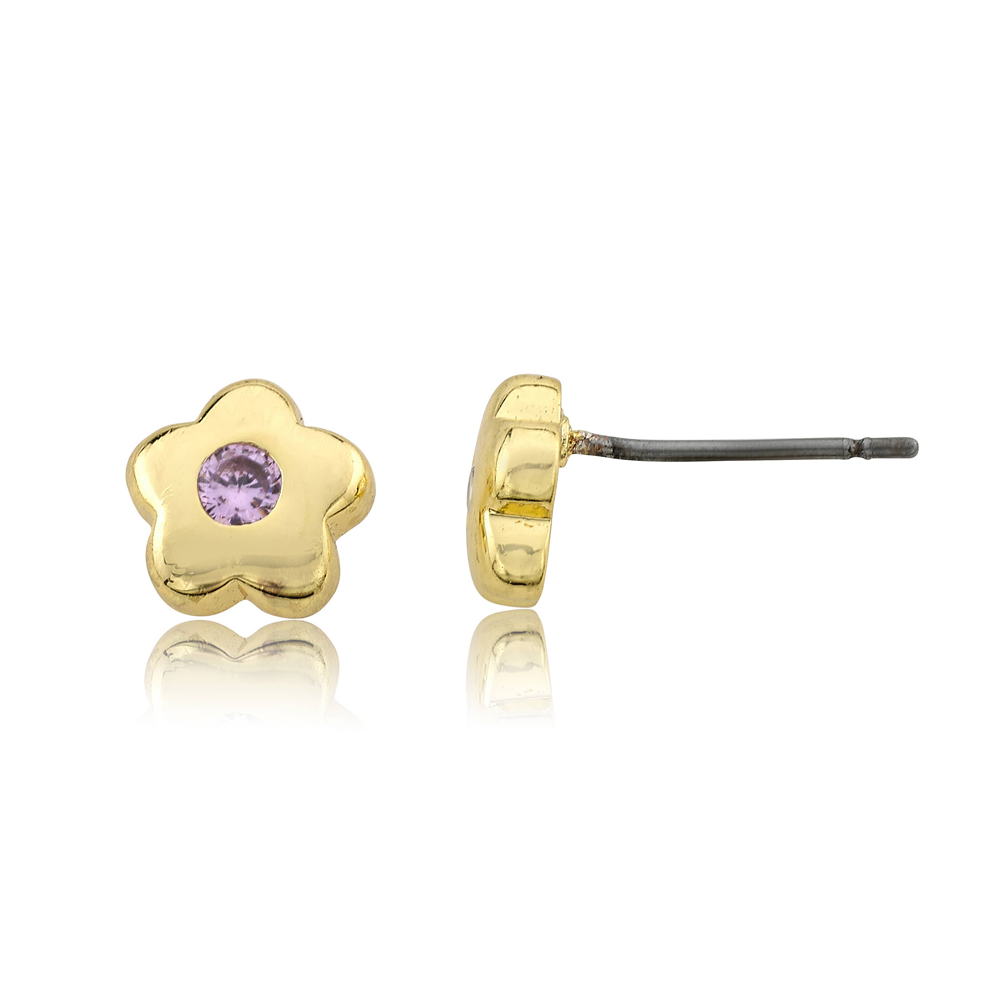 Little Miss Twin Stars - Wholesale Stud/Post Earrings - LMTS 14K Gold Plated Flower Small Stud Earring9