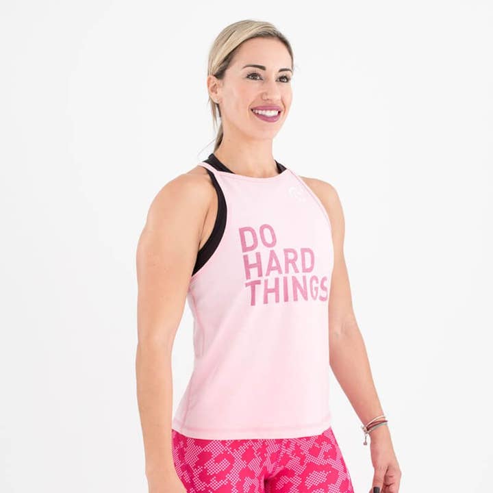T-shirt Ecoactive Halter Sem Mangas (Do Hard Things Rosa) por atacado de Titan Box Wear