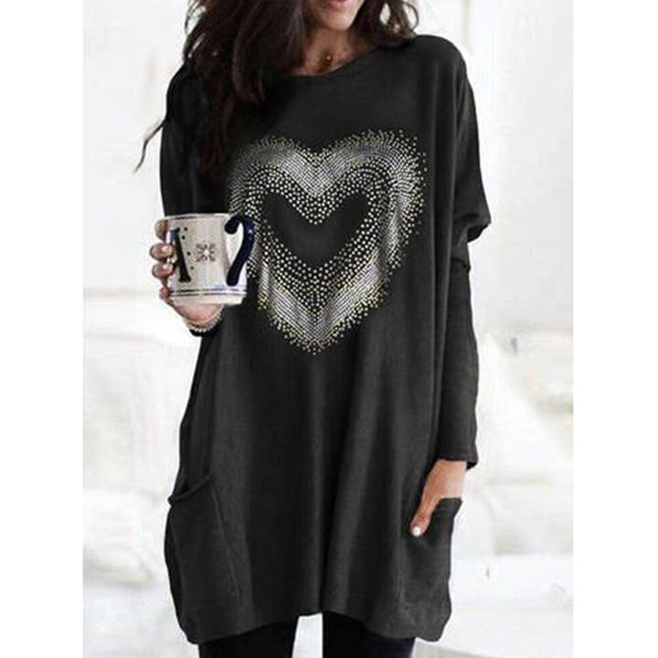 Love Print Long Sleeve Top for wholesale by Tourtiwi