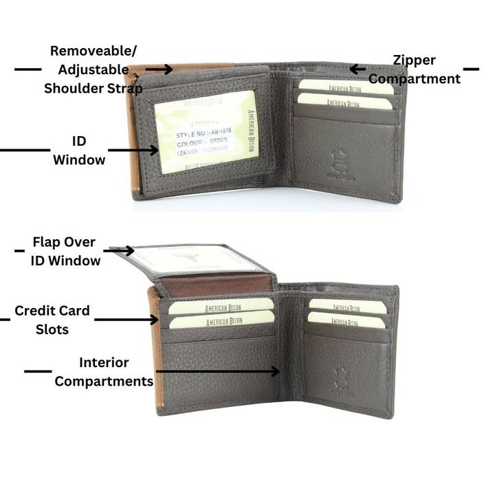 Leather Impressions Inc - Wholesale Wallet - Men's - Mixed Media Bifold Rodeo Wallet with Medallion AB191521