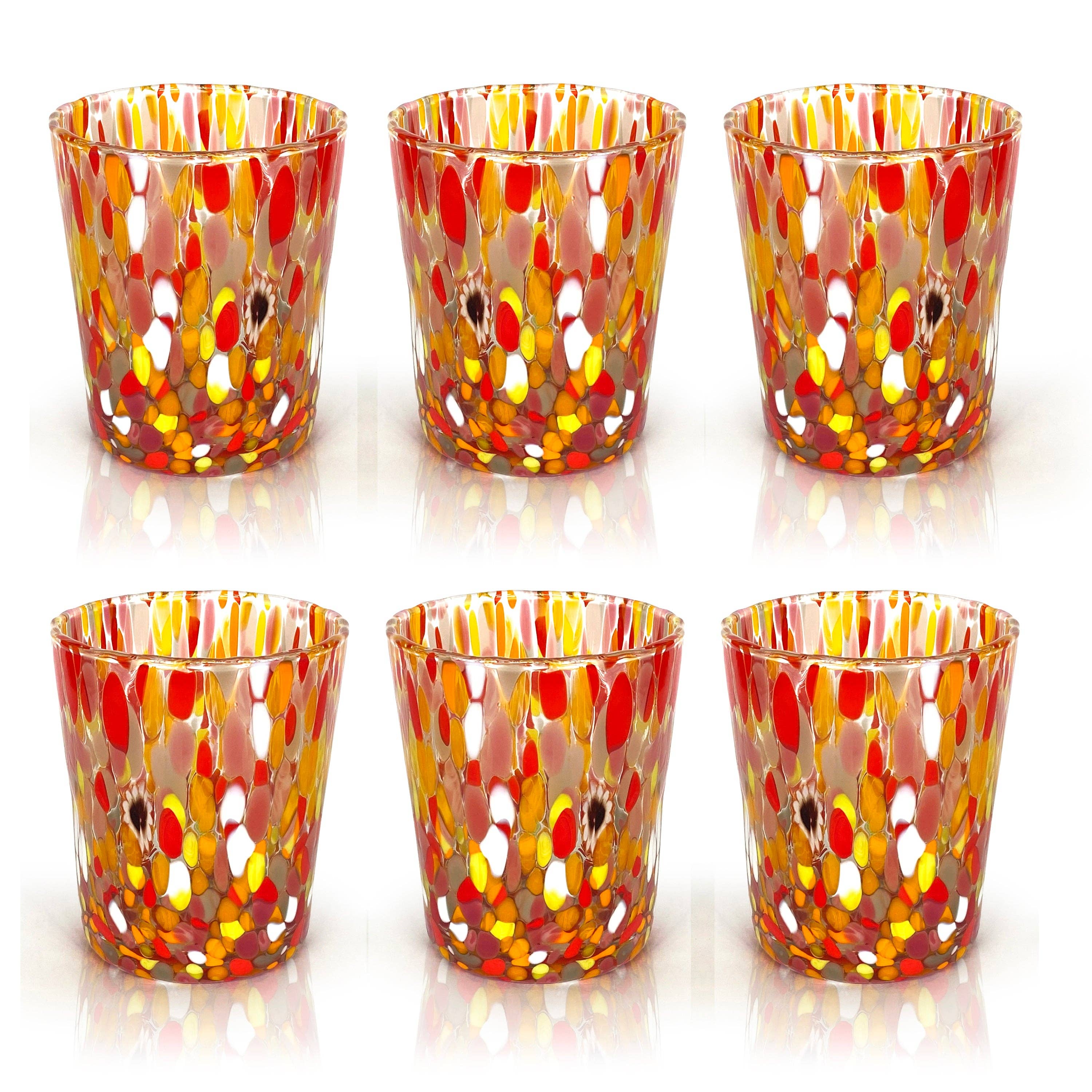 Mazzega Art & Design - Vente Verre/tasse - Verres Gobelets Colombina 350 ml en verre soufflé à la main avec murrine Murano - Les couleurs de Murano4