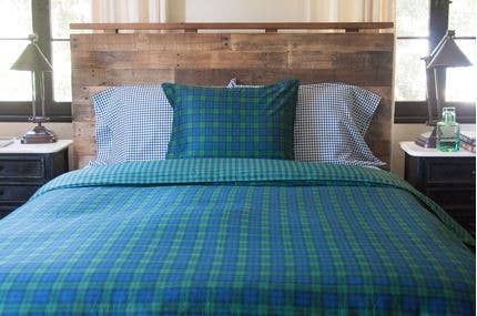 Navy Green Blackwatch Plaid Duvet Cover Set for wholesale on Faire0