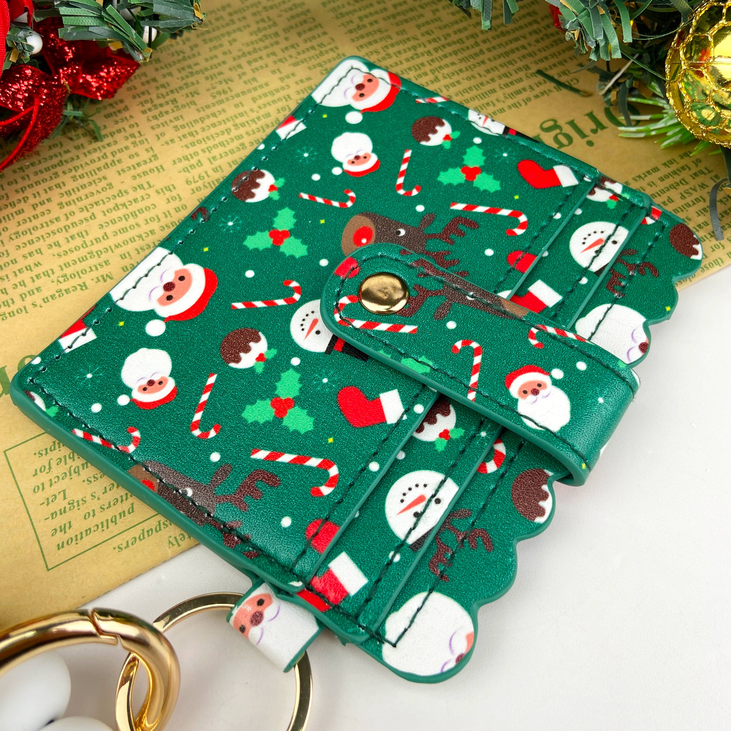 SoapElenGlen – wholesale Keychain bracelet – Christmas Gift Card Holder Silicone Bead Bracelet Keychain2