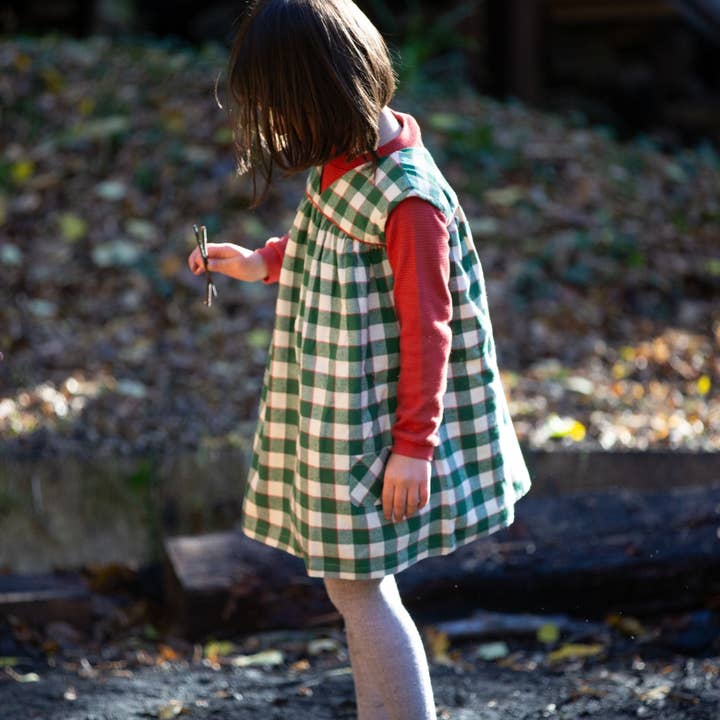 Fern Green Check Swing Dress for wholesale on Faire