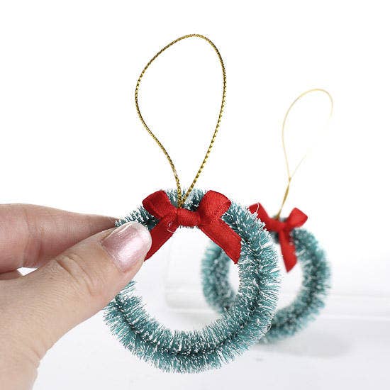 Factory Direct Craft - Wholesale Artificial Christmas Tree - 2-1/4"  Miniature Frosted Sisal Wreaths (Pack of 2)2