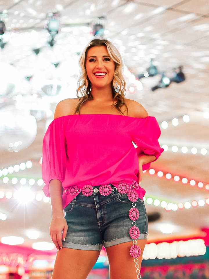 Pink Sparks Fly Puff Sleeved Top for wholesale on Faire0