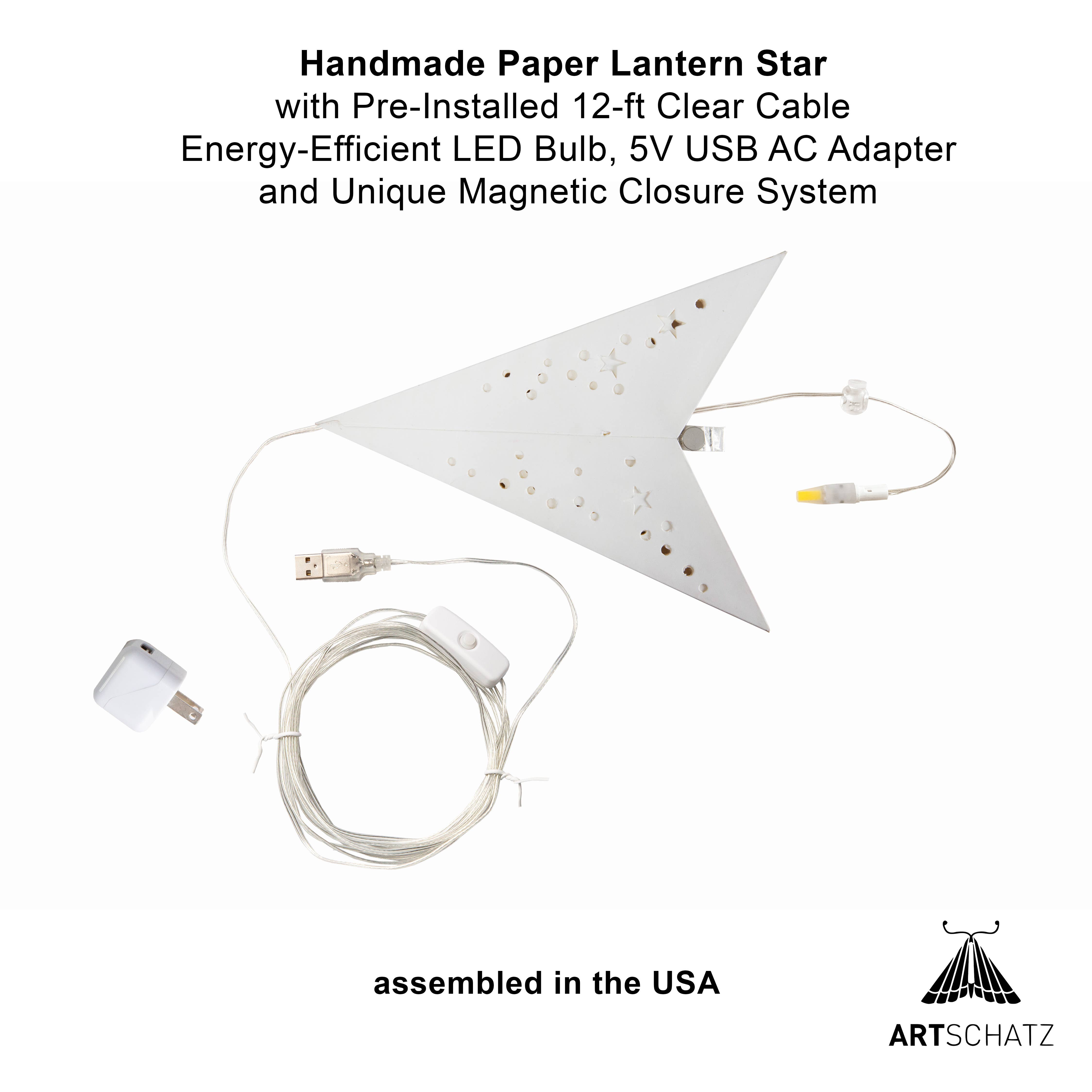 Artschatz LLC - Vendita all'ingrosso Lanterne/lampade di carta - Twinkle Star ~ 5 P, 38,1 cm, luce bianca a forma di stella di carta2