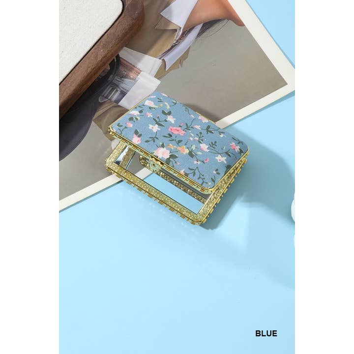42POPS - Wholesale Makeup Mirror - ..0819 Floral Design Double Sided Folding Mini Hand Mirror SI-286313