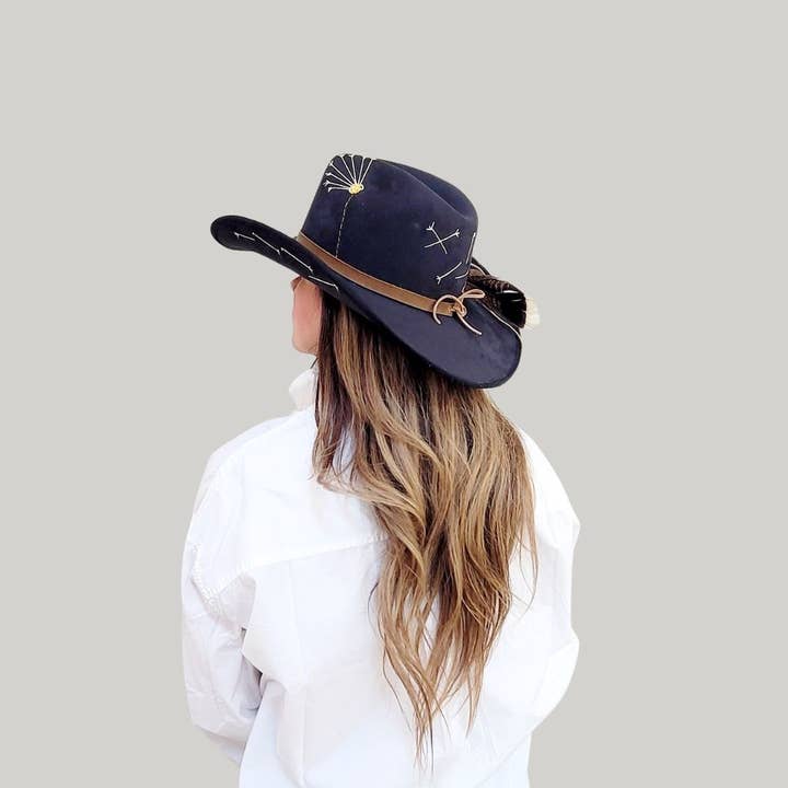 PAX Black Polyester Suede Cowboy Hat for wholesale on Faire