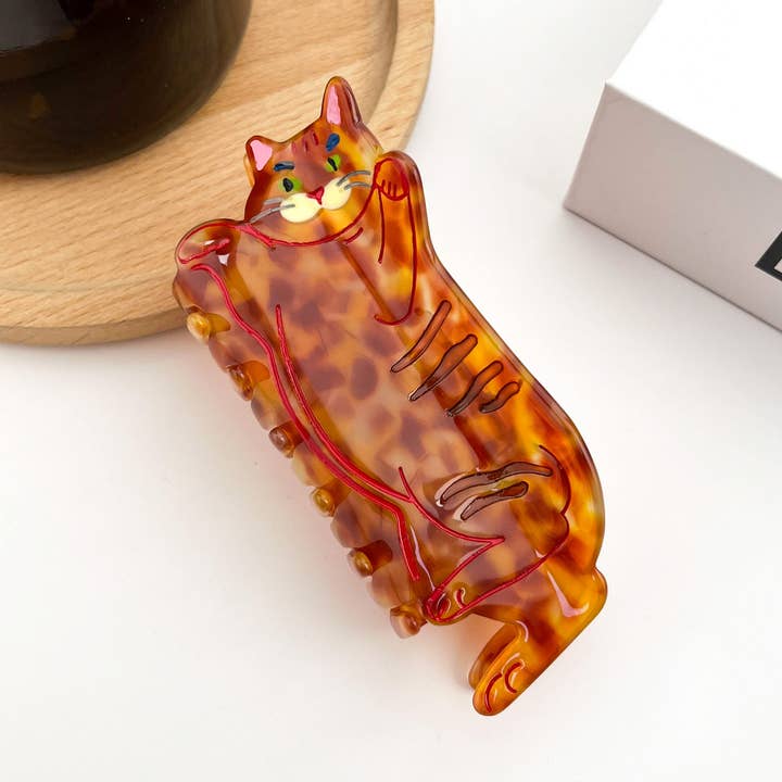 Brown Cat Hair Clip, Acetate Animal Hair Claw Clips for wholesale by TheDivaSoap