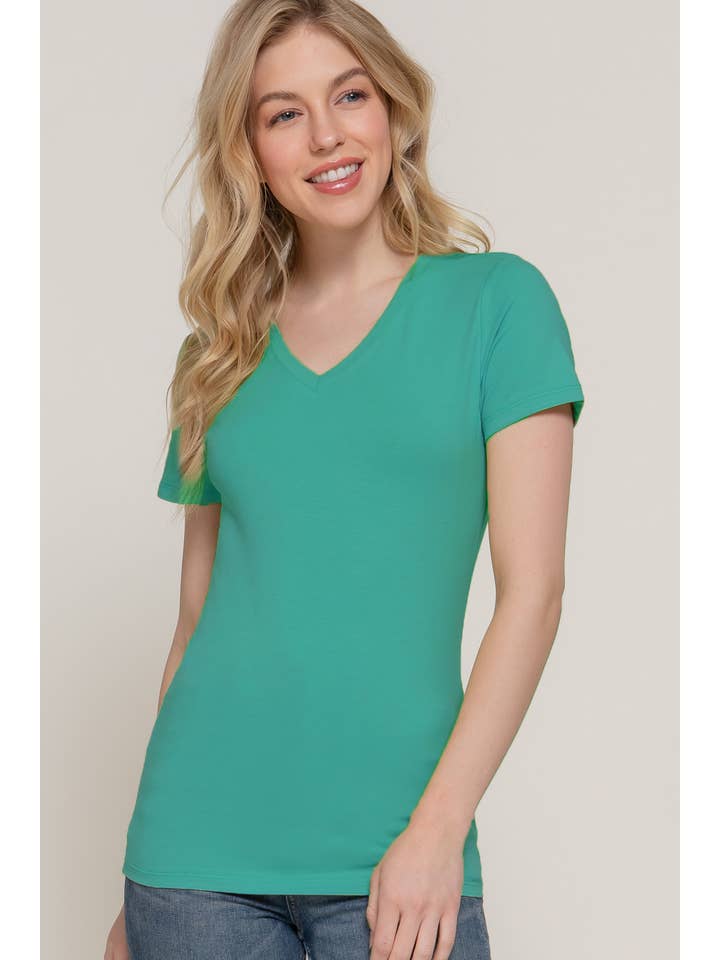 Active Basic | Active USA - Wholesale T-Shirt - Women's - Short Sleeve Cotton Jersey V-neck Top 14