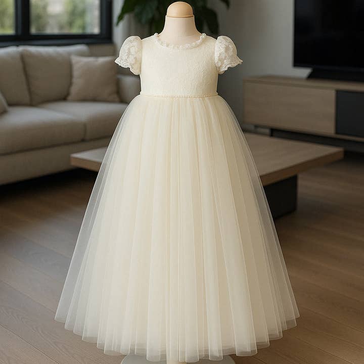 NEW! Christening, Baptism White Dress, Baby Girl Gown for wholesale by Bajabella