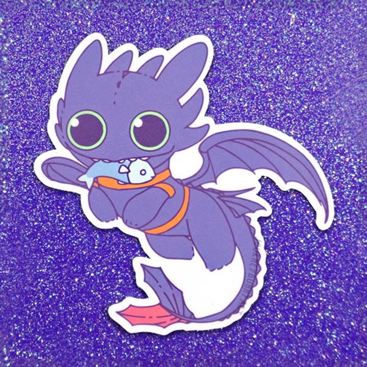 Autocollant en vinyle imperméable et résistant aux UV Dangerous Black Dragon pour la vente par Journeybunny